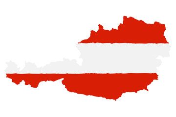 Map of Austria with Flag. Hand Painted with Brush. Vector Illustration.