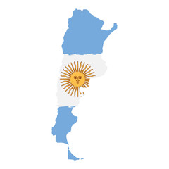 Map of Argentina with Flag. Hand Painted with Brush. Vector Illustration.