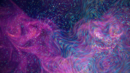 Beautiful particle design. Abstract fractal clouds and lines. Abstract dynamic illustration with halftone gradient smooth objects. 3D illustration and rendering