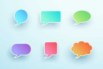 Vector 3d Colorful Speech Bubble Shapes Set