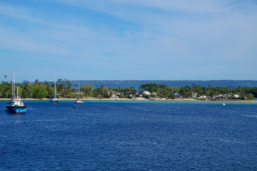 Fototapeta na wymiar Houses on the coast at Port Vila, Vanuatu