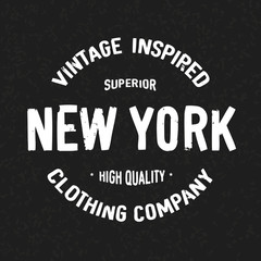 New York - original Vintage Textured Hand Lettered T Shirt Graphics. Typography Apparel Fashion Design.