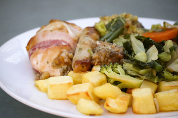 Roast chicken dinner