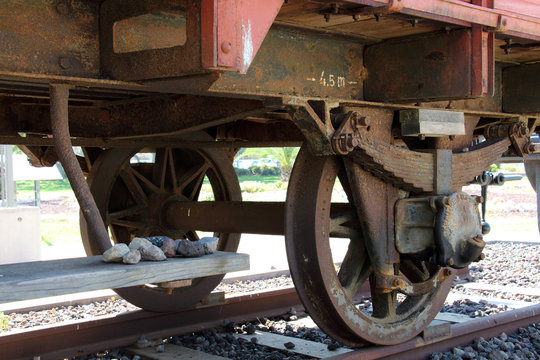 Rear axle of the carriage in which Jews were taken to concentration camps during the Second World War