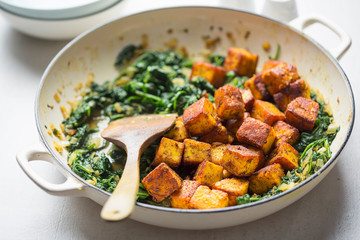 Saag paneer. Spinach with indian cheese 