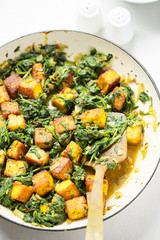 Saag paneer. Spinach with indian cheese 