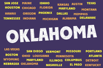 OKLAHOMA Tags and Words cloud. USA Cities and States