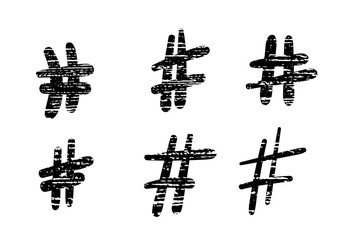 Set of hashtag signs. Vector illustration.