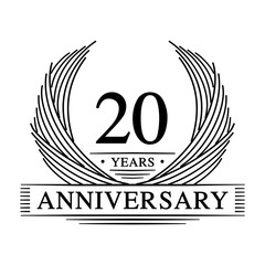 20 years design template. 20th anniversary. Vector and illustration.
