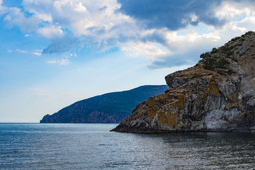 Fototapeta na wymiar Cliffs and sea in the Crimea. Beautiful panoramic view of nature
