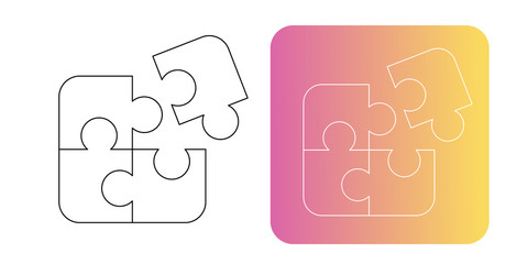 Puzzle flat icon and  gradient icons.vector simple dark puzzle symbol with jigsaw logo element. Business sign.