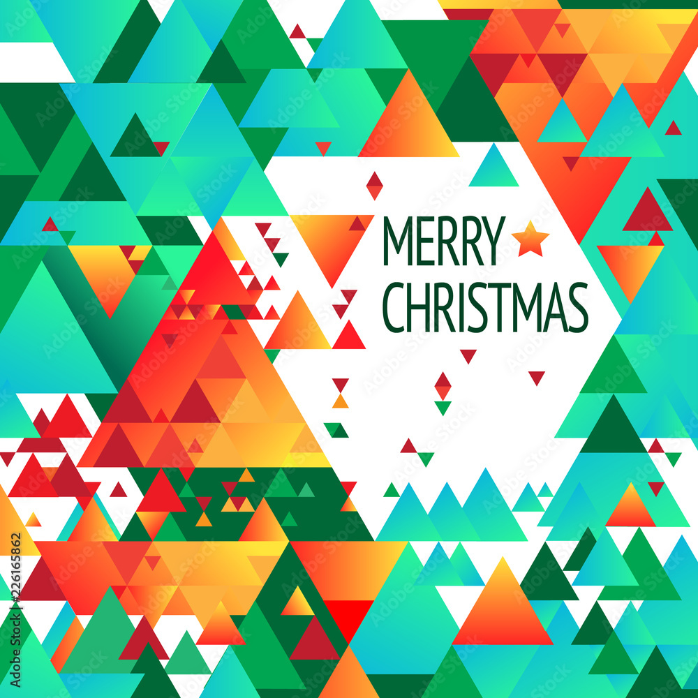 Poster Abstract background with colour triangles in gradient style.
