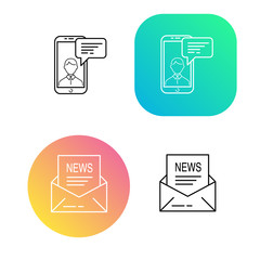 Online mobile news and email news website vector illustration. News update, digital content, internet newspaper with gradient style