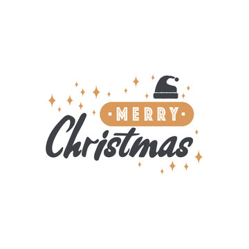 Merry Christmas. Happy New Year with Typography design and Vector logo, emblems with text design can Usable for banners, greeting card

