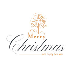Merry Christmas. Happy New Year with Typography design and Vector logo, emblems with text design can Usable for banners, greeting card