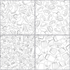 Obraz premium Set of perfume, shoes. hats, skerts, bags seamless pattern background