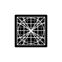 Black & white vector illustration of square cutting mat. Flat icon of quilting & patchwork tool to cut fabric quilts. Isolated on white background.