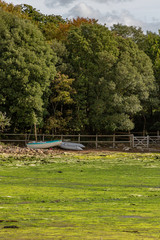 Low tide at Lymington ferry port, in late summer