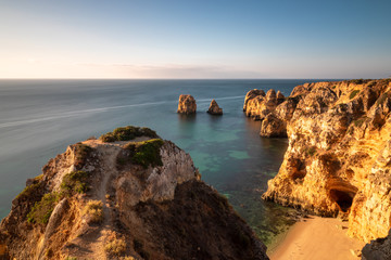 Rock formations at Ponta da Piedade in the morning light