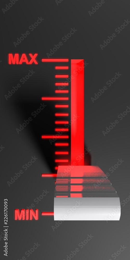 Poster level selector on a black control panel - 3d rendering
