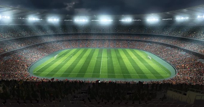 4k footage of a soccer stadium. The stadium was made in 3d without using existing references.