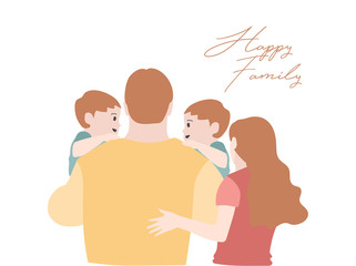 Happy young family. Vector illustration of a flat design.