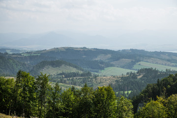 A beautiful mountain landscape in Tatra mountains in Slovakia, Europe. Summer scenery with mountains and forest.