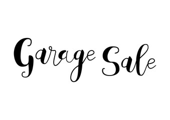 Fototapeta premium Calligraphy lettering of Garage sale in black isolated on white background for advertising, invitation, banner, poster