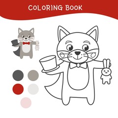 Coloring book for children. Cartoon cute wolf.