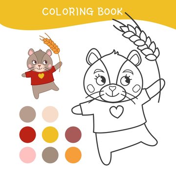 Coloring book for children. Cartoon cute mouse.