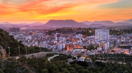 Fototapeta na wymiar Panorama of Alicante from Castle of Santa Barbara. Alicante, Valencian Community, Spain.