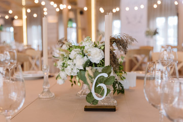 Beautiful, gentle composition from fresh flowers. Wedding flower