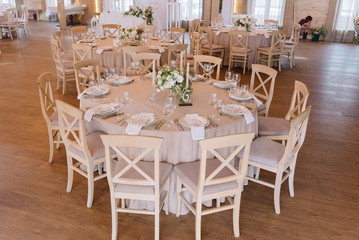 Festive lunch at restaurant. Beautiful, holiday table at a wedding banquet