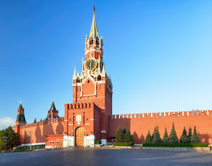 Fototapeta premium Kremlin wall with tower, Russia - Moscow red square