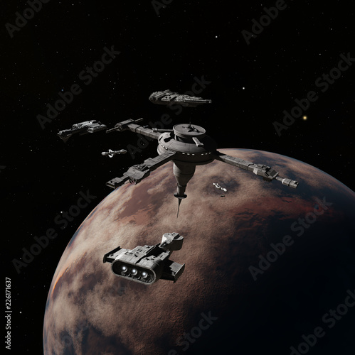 "Busy Interstellar Space Station During the Rush Hour - science fiction illustration" Stock photo and royalty-free images on Fotolia.com - Pic 226171637