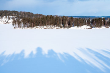 Coastal winter landscape of Saimaa lake