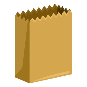 Vector Single Illustration - Brown Paper Grocery Bag