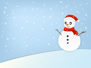 Christmas snowman and snowflakes