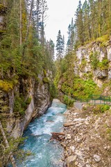 View at the Johnston creek in Johnston Canyon of Banff National Park in Canadian Rocky Mountains - Canada