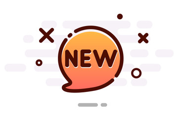 New sign with orange cartoon speech bubble.