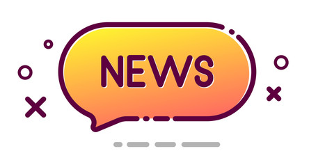 Orange gradient speech bubble with News sign.