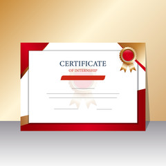 Internship Certificate best award diploma in red and white color.
