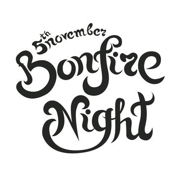 Bonfire Night Invitation lettering Vector Illustration, letters composition
