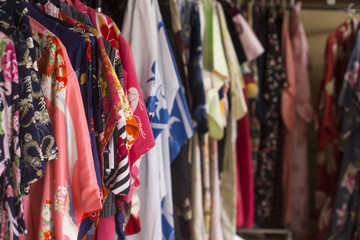 Japanese traditional clothes of Kimono, Yukata.