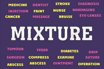 mixture Words and Tags cloud. Medical concept