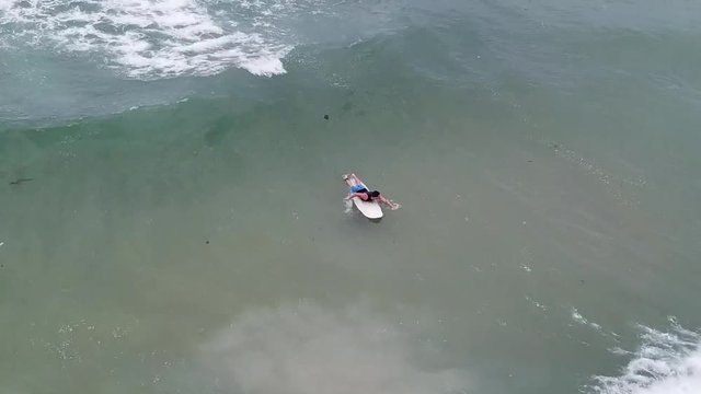 surfer trying to catch a wave