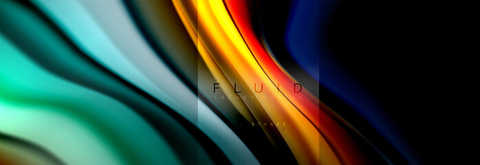 Rainbow fluid abstract shapes, liquid colors design, colorful marble or plastic wavy texture background, multicolored template for business or technology presentation or web brochure cover design