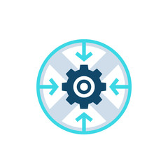 Integration process, technology, vector round icon with cogwheel