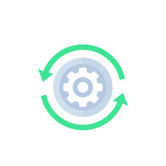 production cycle icon, cogwheel with arrows