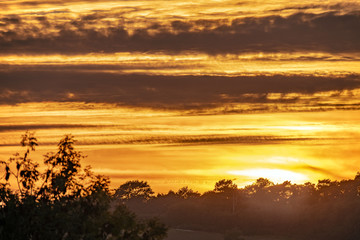 Fototapeta na wymiar Sunset near Crowhurst, East Sussex, England